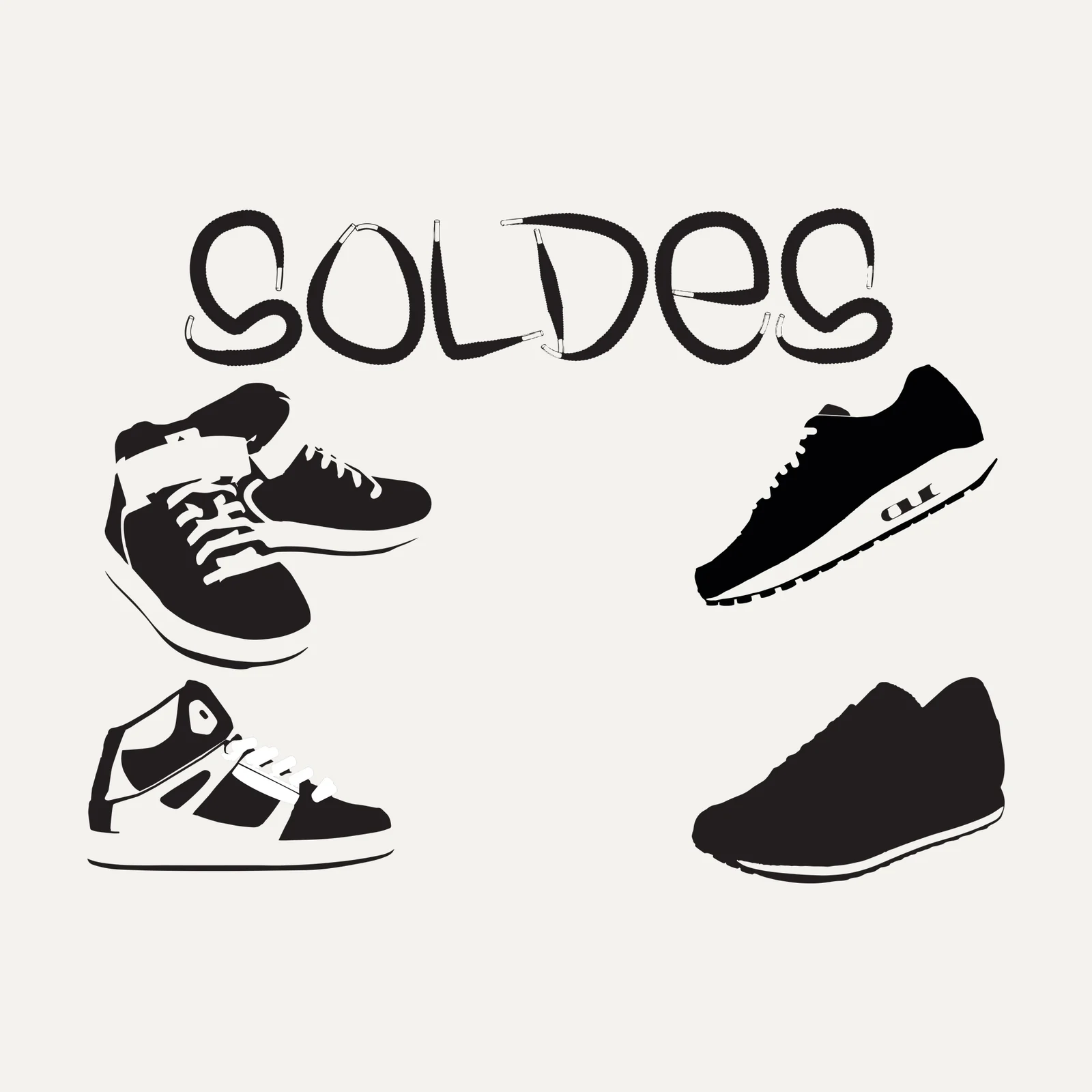Stickers soldes Sneakers : SOLDES en lacets et silhouettes de baskets