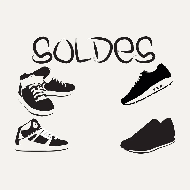 Stickers soldes Sneakers : SOLDES en lacets et silhouettes de baskets